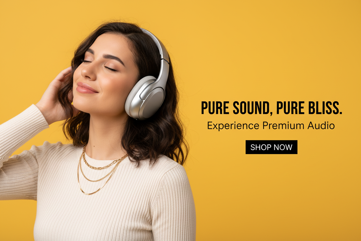 nope craete a modren image a girl wear headphones and listing 